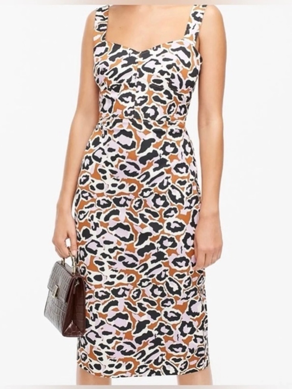 J.Crew Stretch Faille Cocktail Sheath Dress 12 Adobe Orchid Leopard Party Event - Picture 10 of 11